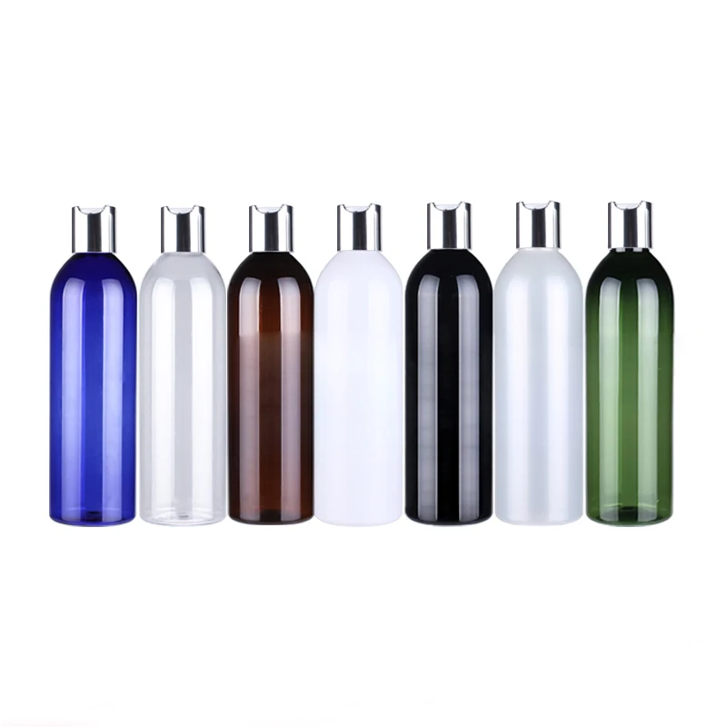 

250ML 24PCS Empty Plastic Lotion Container With Silver Aluminium Disc Cap PET Bottle For Skin Care Travel Packaging Shower Gel