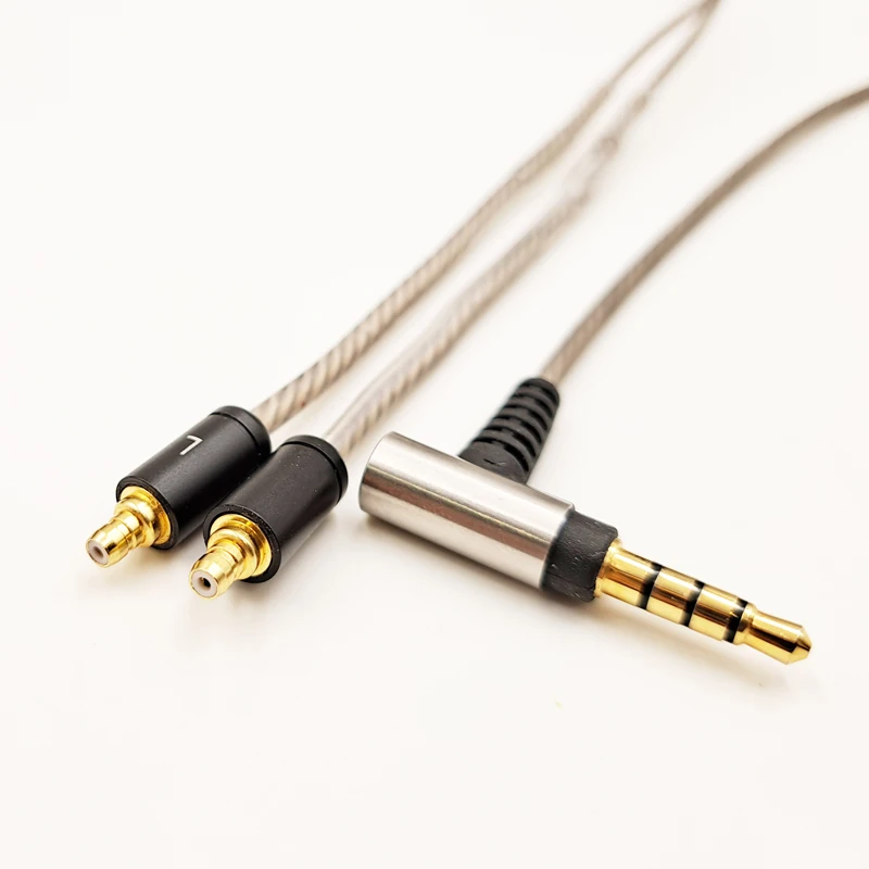 ใหม่สำหรับหูฟัง Sennheiser สาย IE100 IE400 IE500 100% ความบริสุทธิ์ Silver-Plated สายอัพเกรดปุ่มควบคุมไมโครโฟน