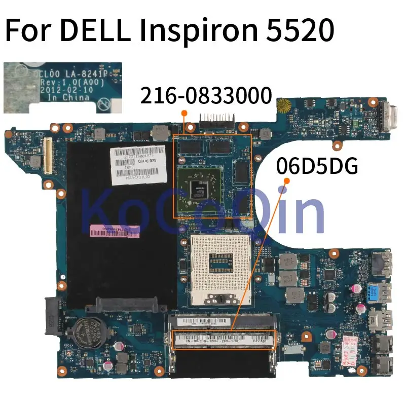 

For DELL Inspiron 15R 5520 7520 HD7670M Notebook Mainboard CN-06D5DG 06D5DG LA-8241P SLJ8C 216-0833000 DDR3 Laptop Motherboard