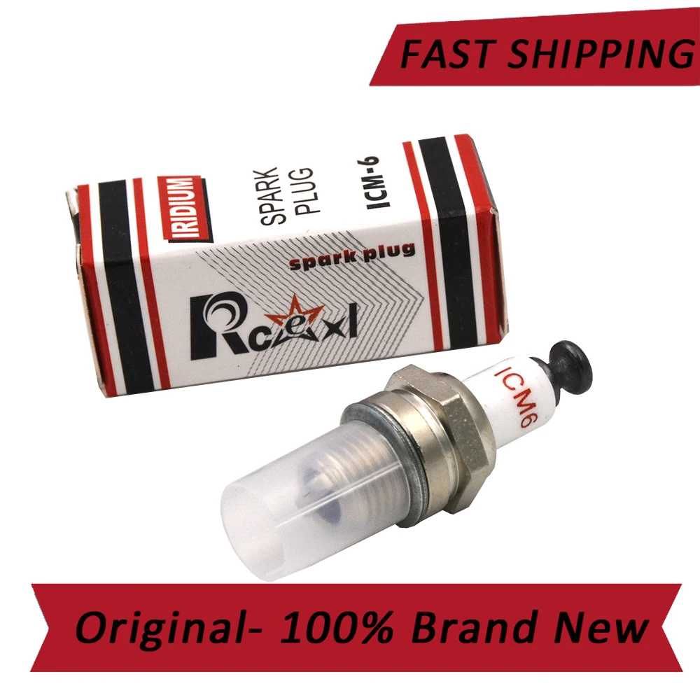 Rcexl ICM6 CM6-10mm Iridium Spark Plug for Gas Engine DLE20/20RA/30/RA/40/55/55RA/60, DLE111, DLA56, DLA32, DLA112, EME55