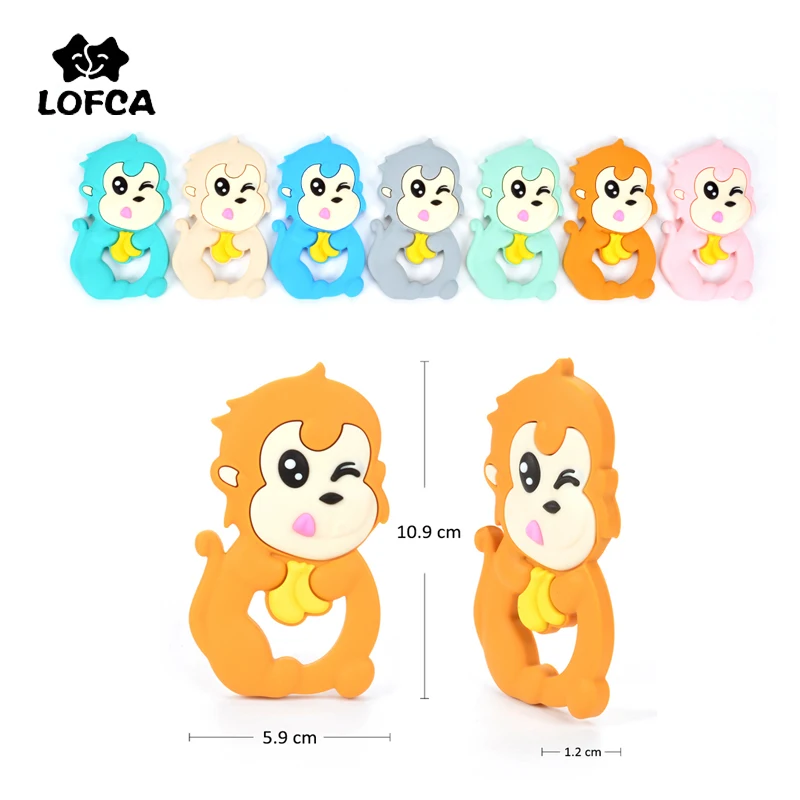 LOFCA 5pcs Baby Silicone Teether Popcorn Fruit Animal Pendant Toy BPA Free Food Grade Silicone Teething  Baby Chew Nursing Gift