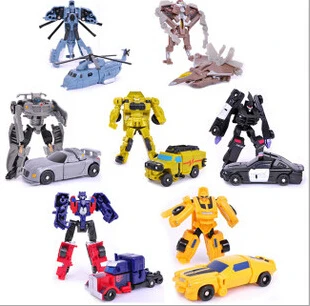 Free shipping 5pcs/lot Baby Showers Transformation Cars Robots Toys Mini Deformation Helicopter Model Robots Car Toys