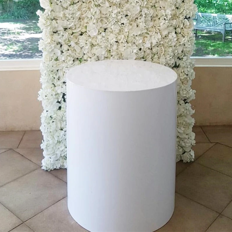 

1pcs ) big size 40cm diameter 80cm tall)Round white wedding acrylic plinth stand perspex cylinder pedestal senyu1668