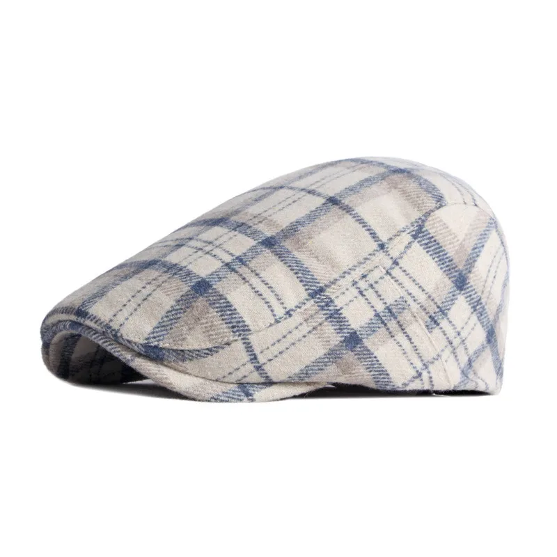 LDSLYJR Autumn Winter Polyester Plaid  Newsboy Caps Flat Peaked Cap Men and Women Painter Beret Hats 31