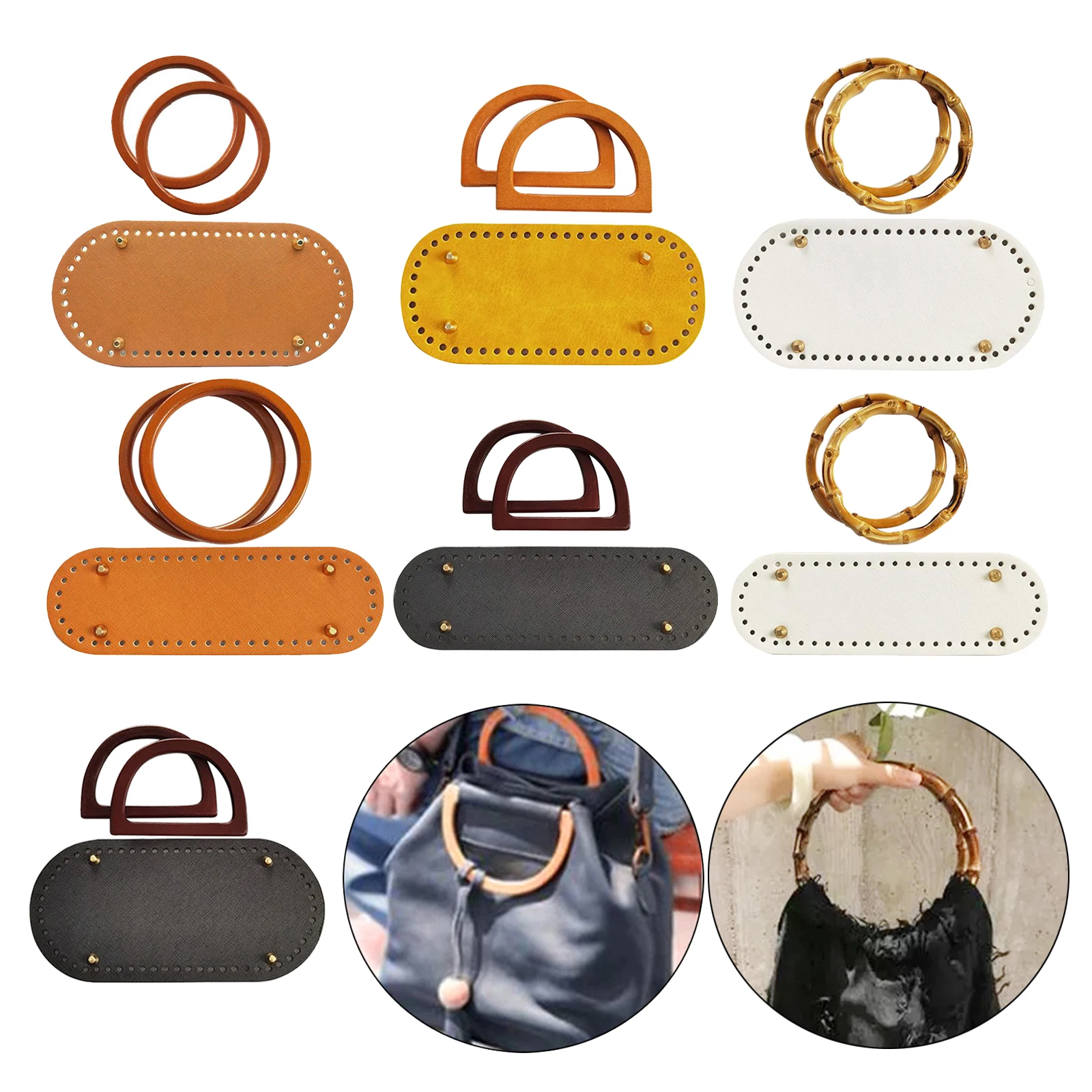 Set Pegangan Tote Dasar Kulit Bawah Tas Rajut DIY Gaya Tas Rajut 1