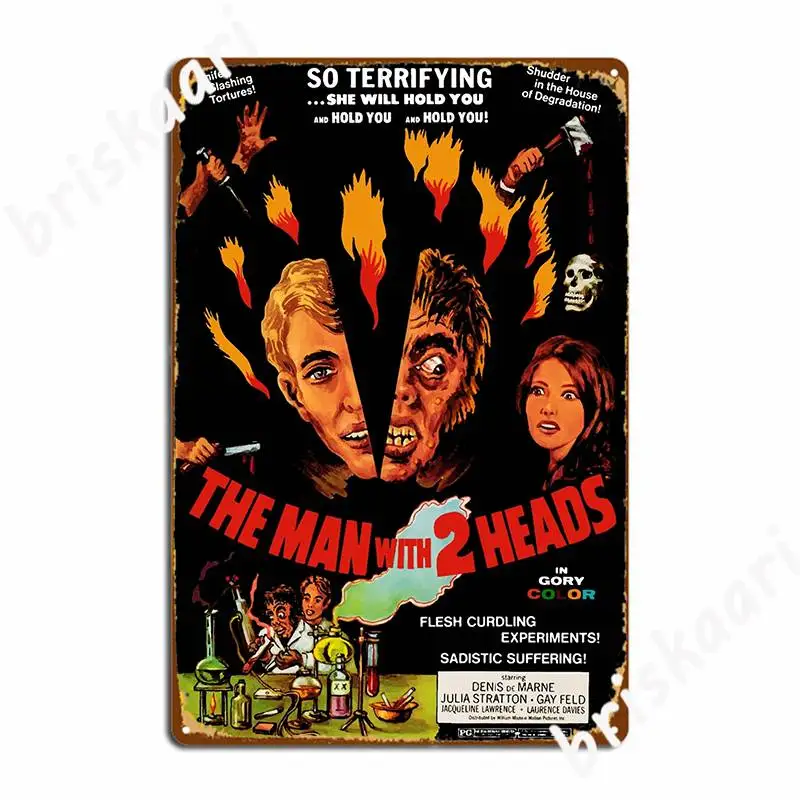 The Man With Two Heads Metal Sign Cinema Kitchen Home Decoration Wall Decor Tin Sign Poster