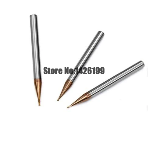 1pc Micro End Mill 0.2 millimetri 0.3 millimetri 0.4 0.5 0.6 0.7 0.8 0.9 millimetri 2 flauti Carburo HRC60 piatto Quadrato di Fresatura CNC Frese e taglierine per micro SIM Sprial Router