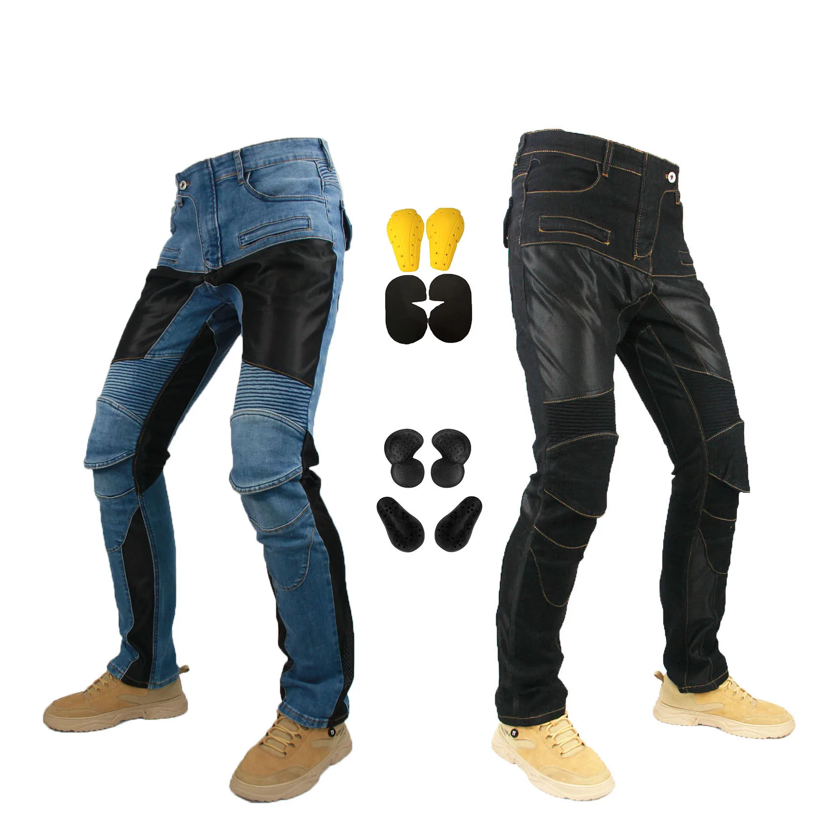 

2021 New PK719 Motorcycle Pants Four Seasons Outdoor Breathable Elastic Slim Motorcycle Riding Jeans Protective Gear Protection