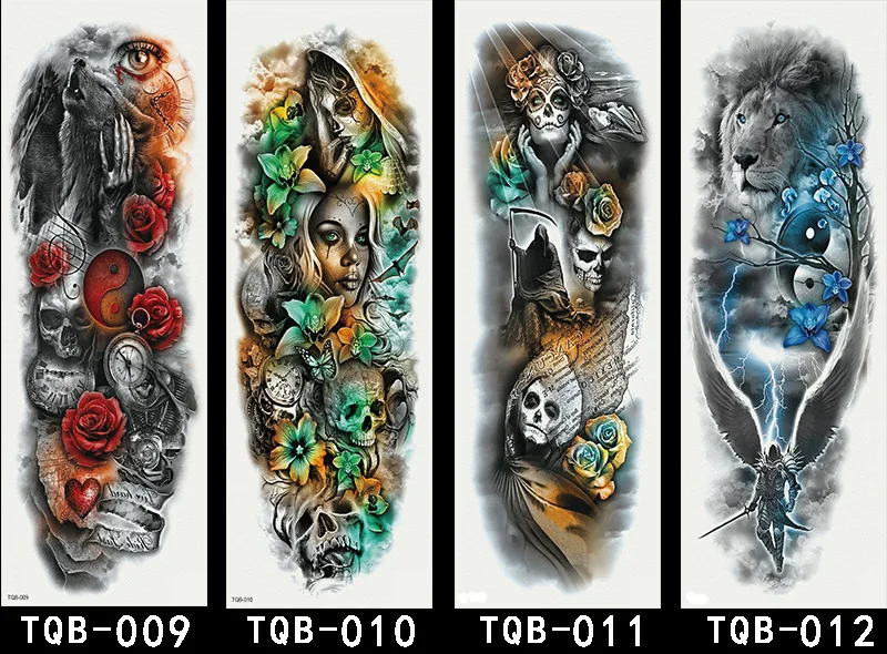 Skeleteen Temporäre Tattoo-Ärmel – 6 Stück, Realistisch, Für Kostüme & Parties, Für Männer, Frauen, Kinder