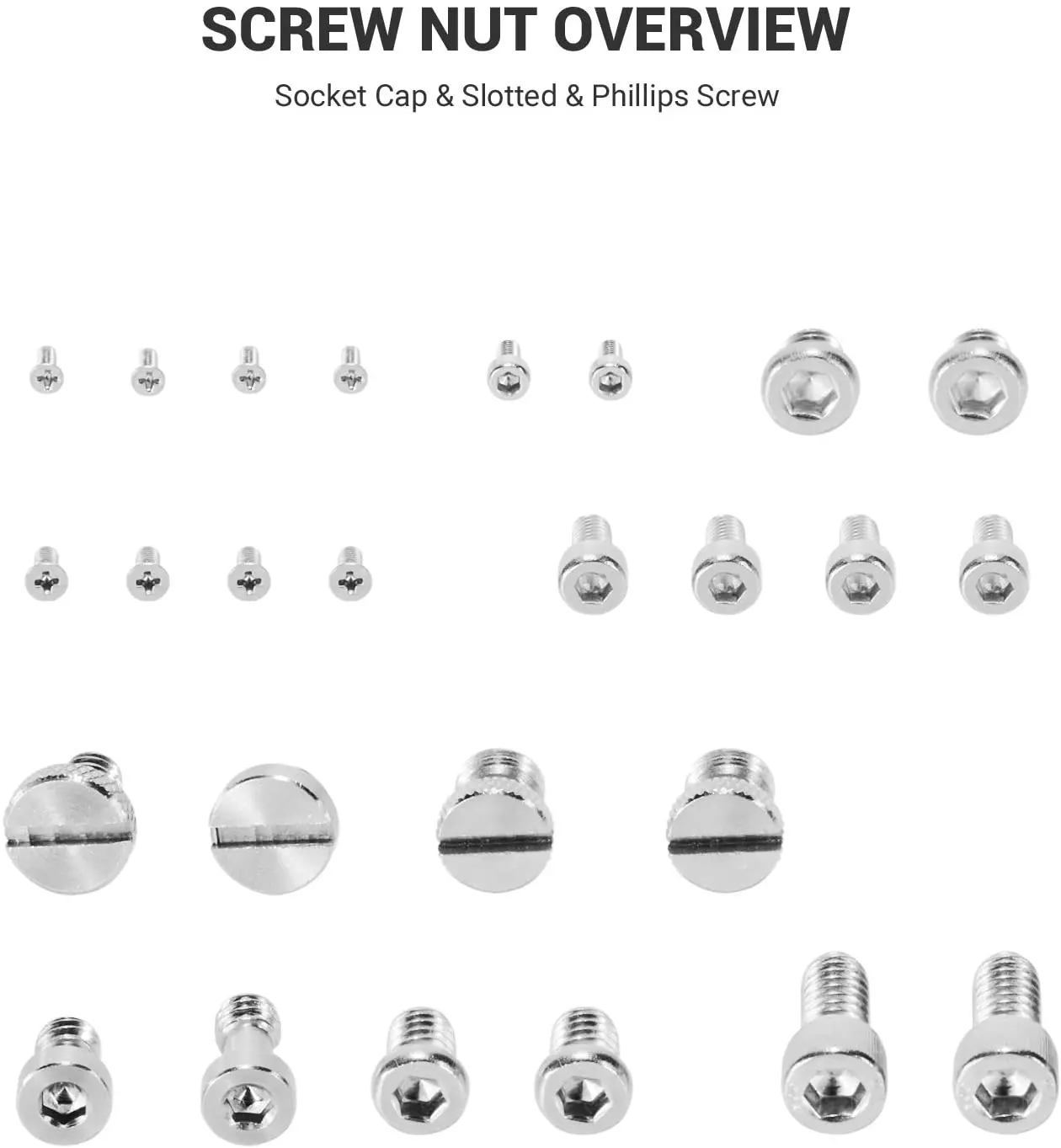 SmallRig Full Kit of 26 Screw Set Mounting Screws for Camera Cages, Handles, Plates Includes 1/4”, 3/8”, M2, M2.5, M3/M4 AAK2326