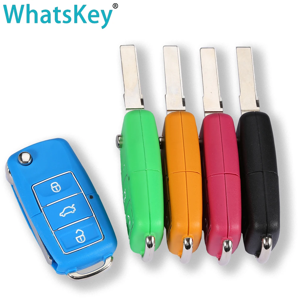 

WhatsKey 3 Button Flip Folding Remote Car Key Shell For VW Golf Jetta Beetle Bora Polo Passat Seat Skoda octavia key Cover Case