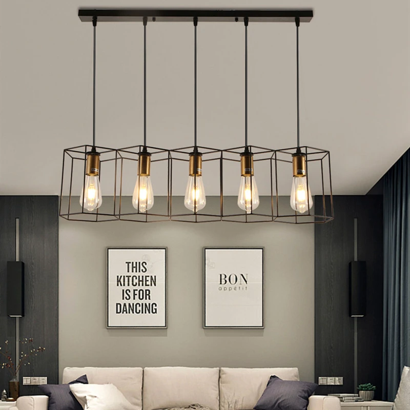 

Multiple Heads Chandelier For Bedroom Dining Room Kitchen Suspension Luminaire Cable Adjust Free Wrought Iron Pendant Light