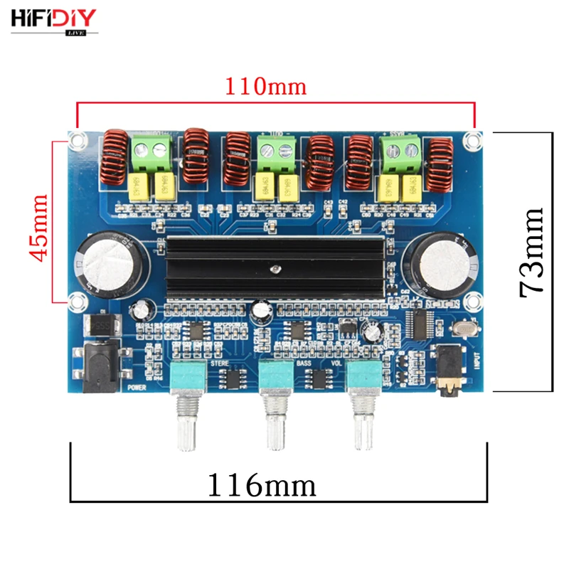 TPA3116D2 digital amplifier board Bluetooth 5.0 volume tones 2.1 Channel Stereo Class D 50W*2+100W speaker Audio for AUX XH-A305