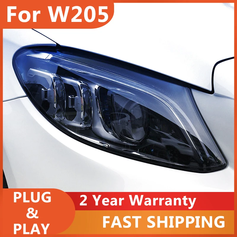 ALL LED Head Lamps For Benz W205 Headlights 2014-2020 C180 C200 C260 C300 ALL LED Headlight Dynamic Turn Signal DRL Bi-LED LENS