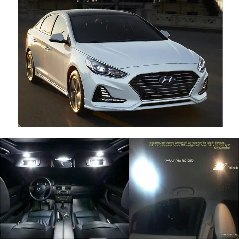 

Светодиодные внутренние фонари для Hyundai Sonata, подключаемые гибридные 2018, 13 шт. светодиодные фонари для автомобилей, комплект освещения, автомобильные лампы Canbus