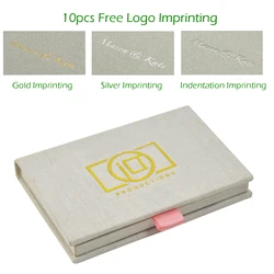 50pcs Personalized USB Case Packaging-Handmade Custom Logo Linen USB case Flash Drive Packaging - Wedding Photography Packaging