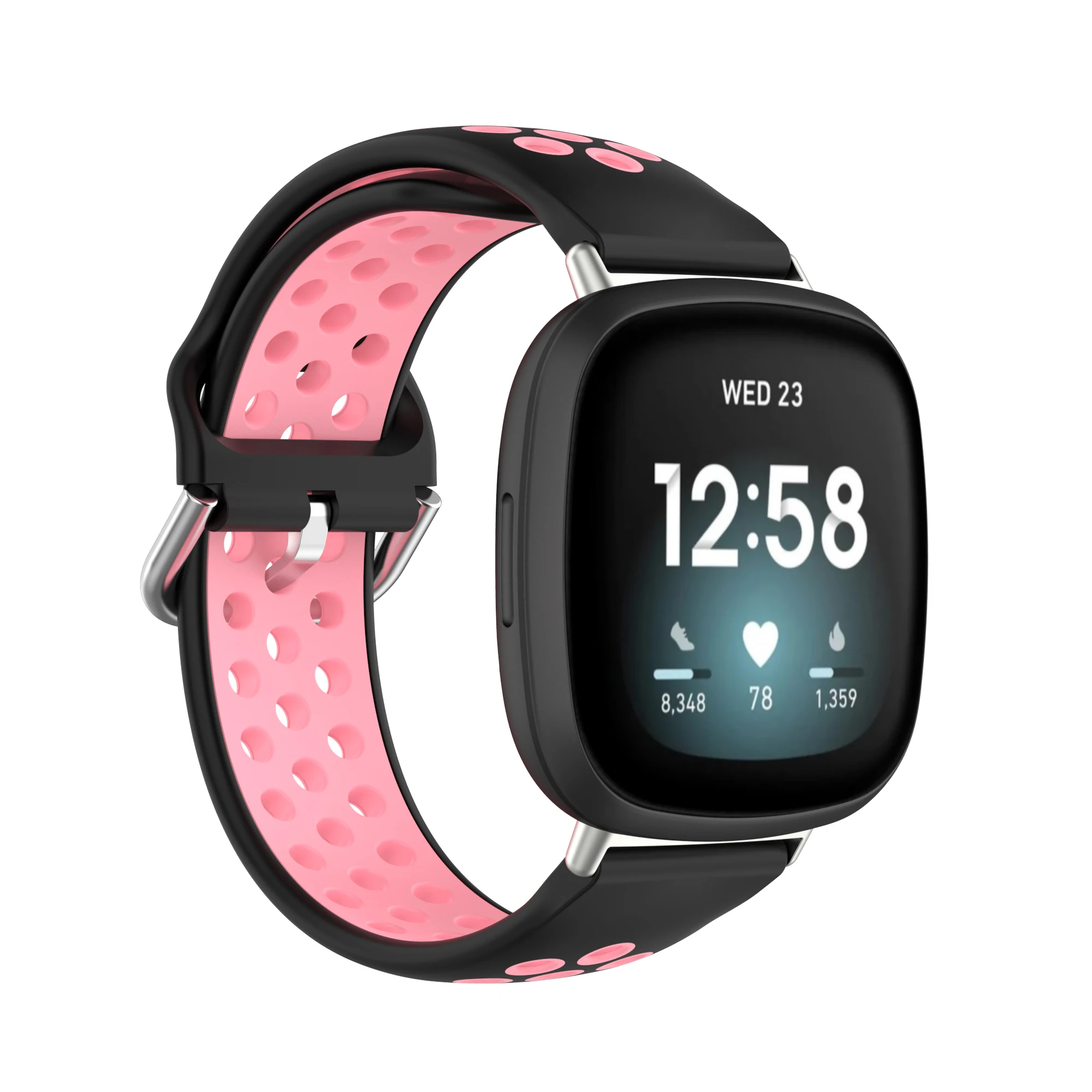 AKBNSTED Đôi Màu Mềm Dây Đeo Silicone Fitbit Versa 3/Cảm Giác Đồng Hồ Thông Minh Dây Đồng Hồ Có Thể Thay Thế Cho Vòng Đeo Sức Khỏe Fitbit Cảm Giác dây Đeo Tay
