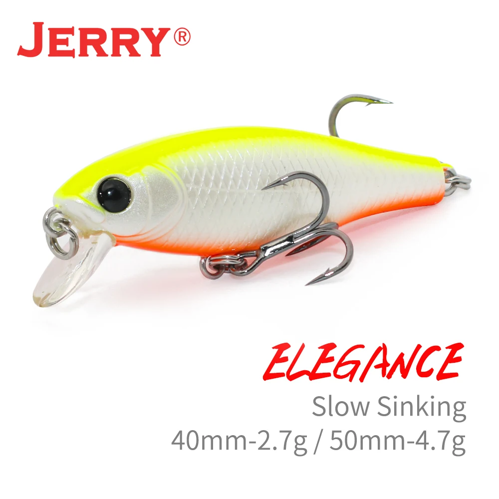 

Jerry Elegance Slow Sinking Wobble Minnow Hard Baits Ultralight Saltwater Plug Lures 4cm 5cm UV Coating Fishing Tackle