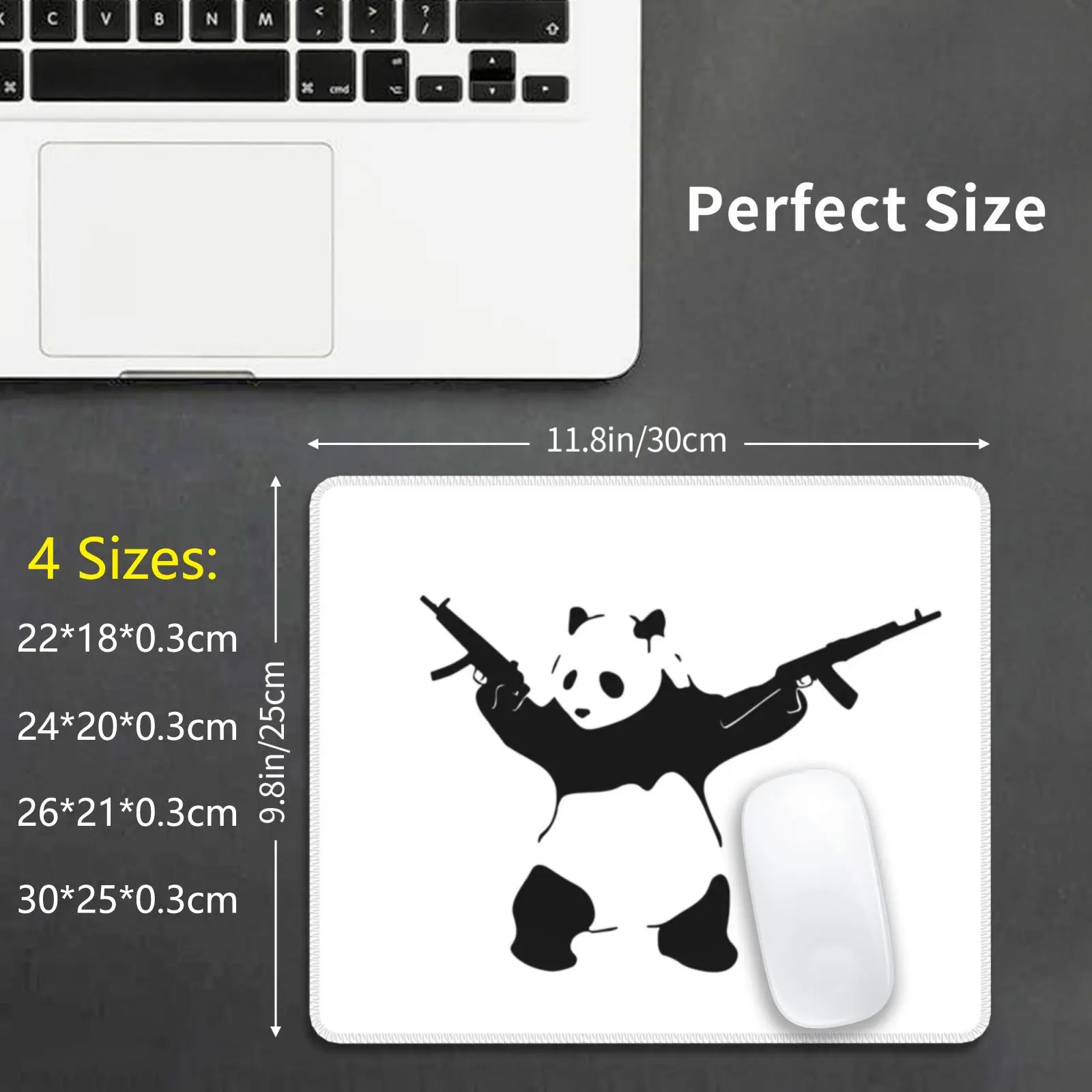 Banksy's Panda Holding Assault Rifles Mouse Pad DIY Print Banksy Panda Gun Pro Ak 47 Ak47 Mp5 Rifle