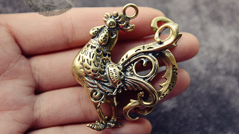Vintage Solid Brass Miniature Keychain DIY Fitting Craft Imitation Monkey Chick Pendant Ornament Handmade Accessory A3099