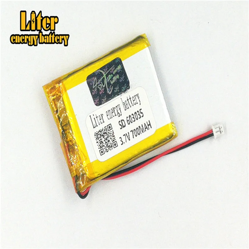 1.25MM 2pin connector 3.7V 603035 700mah Rechargeable lipo battery MP3 MP4 MP5 small toys