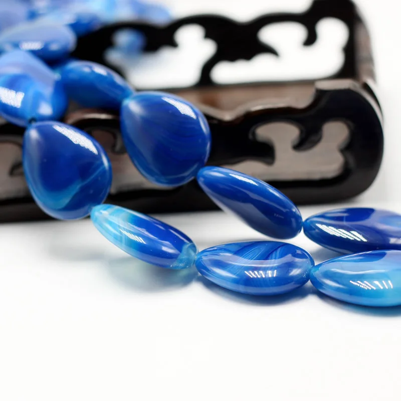 Natural Blue Onyx Tear Drop Beads Agates 15X20-30X40mm Are the Perfect Size for DIY Pendant Charm Bracelet Necklace Selection