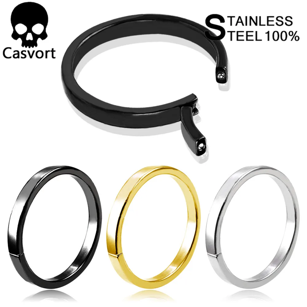 

Casvort 2PCS Stainless Steel Halo Ear Hangers Weight Ear Piercing Big Hoop Fashion Plugs Tunnels Gauges Body Piercing Jewelry