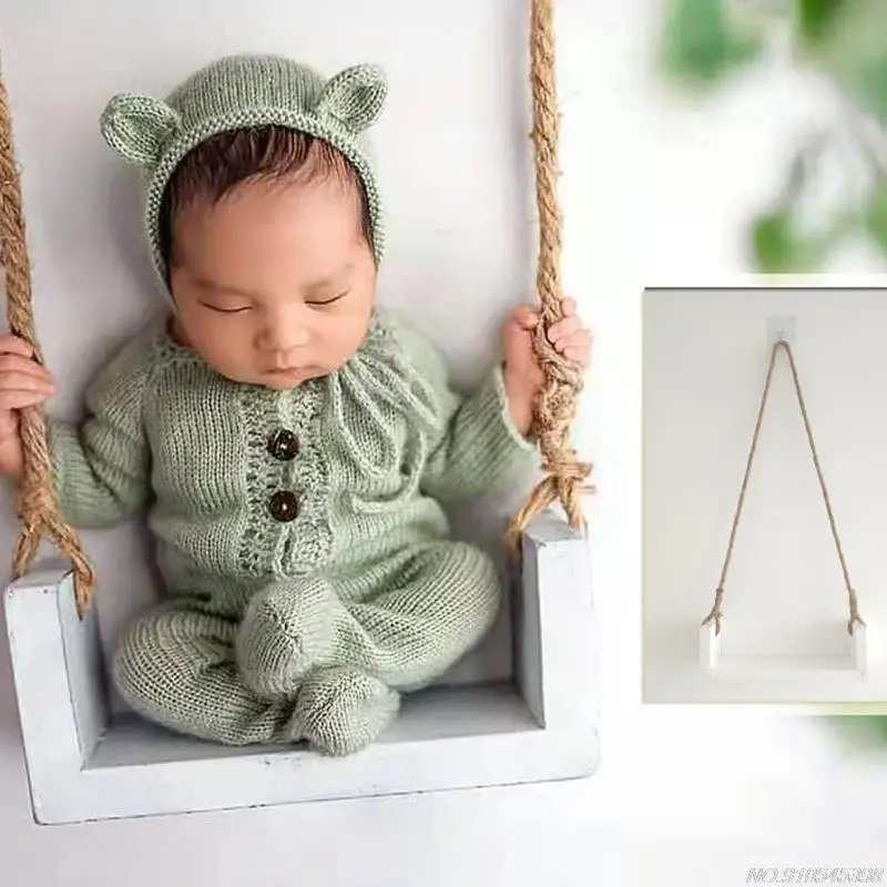 

Fashion Newborn Boy Girls Baby Photo Swing Tools Durable, Sturdy Wooden Swings for Photography Props Photo D06 21 Dropship