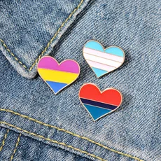 Pride LGBT Gay Heart Enamel Pin Colorful Flag Heart Badge Bisexual Pan Sexual Brooch Lapel Pin Wholesale Fashion Jewelry Gift