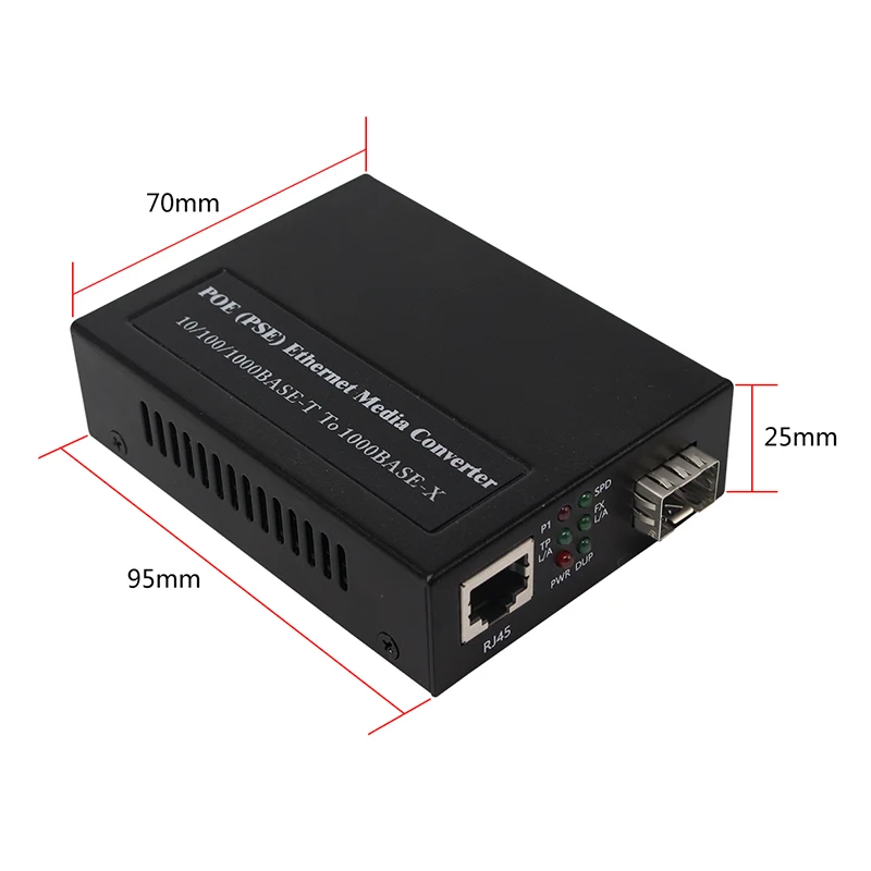 10/100/1000M Base-TX to 1000Base-FX Optical Fiber Ethernet Media Converter