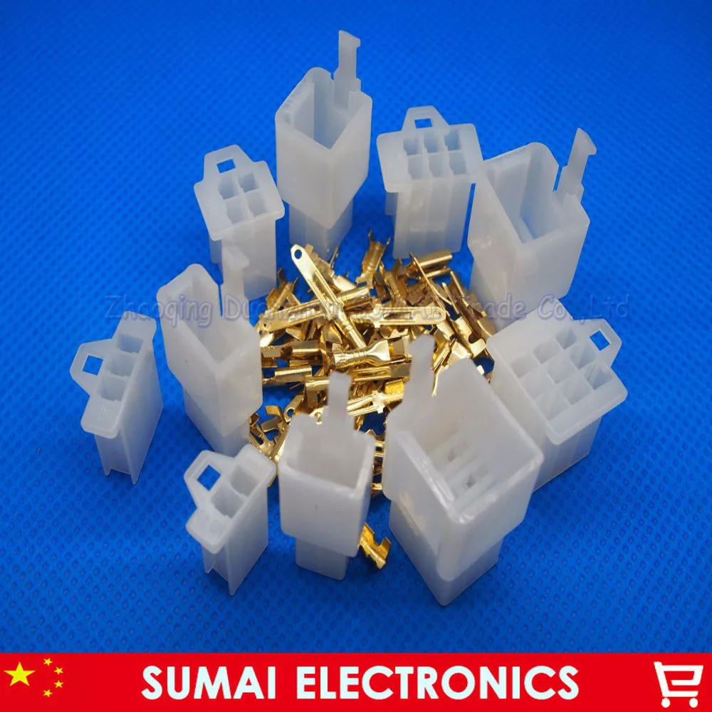 Sample,2 X 5 types 2.8mm 2&3&4&6&9 Way/pin Electrical Connector Kits(2 sets* 2/3/4/6/9 Pin) for Motorcycle Car ect.