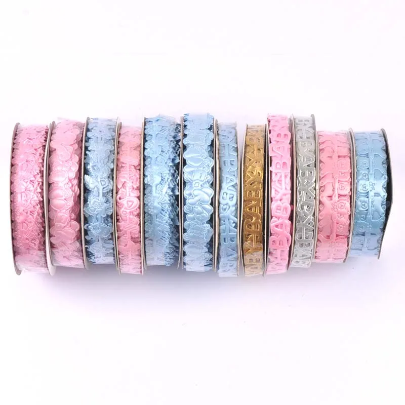 1-1.5cm Lovely Baby Lace Ribbon Blue and Pink DIY Embroidered Fabric Home Decoration Sewing Accessories cp3073