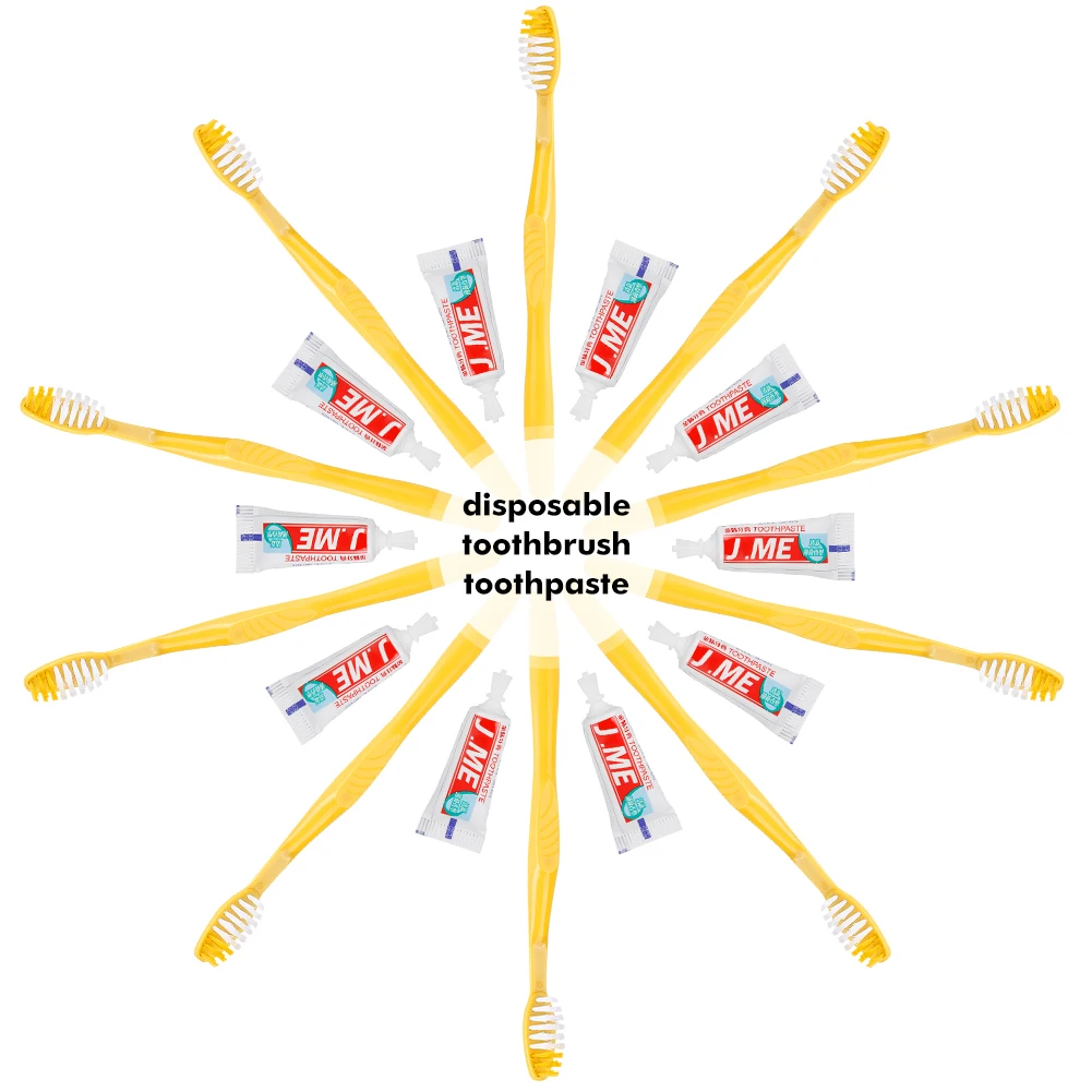 Escova de dentes descartável com kit de pasta de dentes, portátil, hotel, conveniente, plástico, acampamento, viagem, lava tslm1, 100/50 unidades