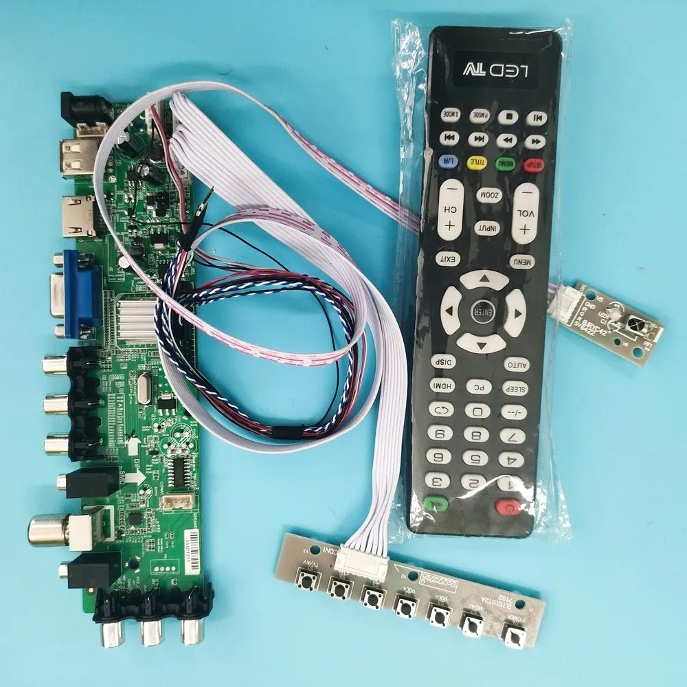 Kit For BT156GW01 V.A/BT156GW01 V.6 40pin TV LVDS USB AV Signal controller board 1366X768 DVB-T remote WLED VGA LED HDMI digital