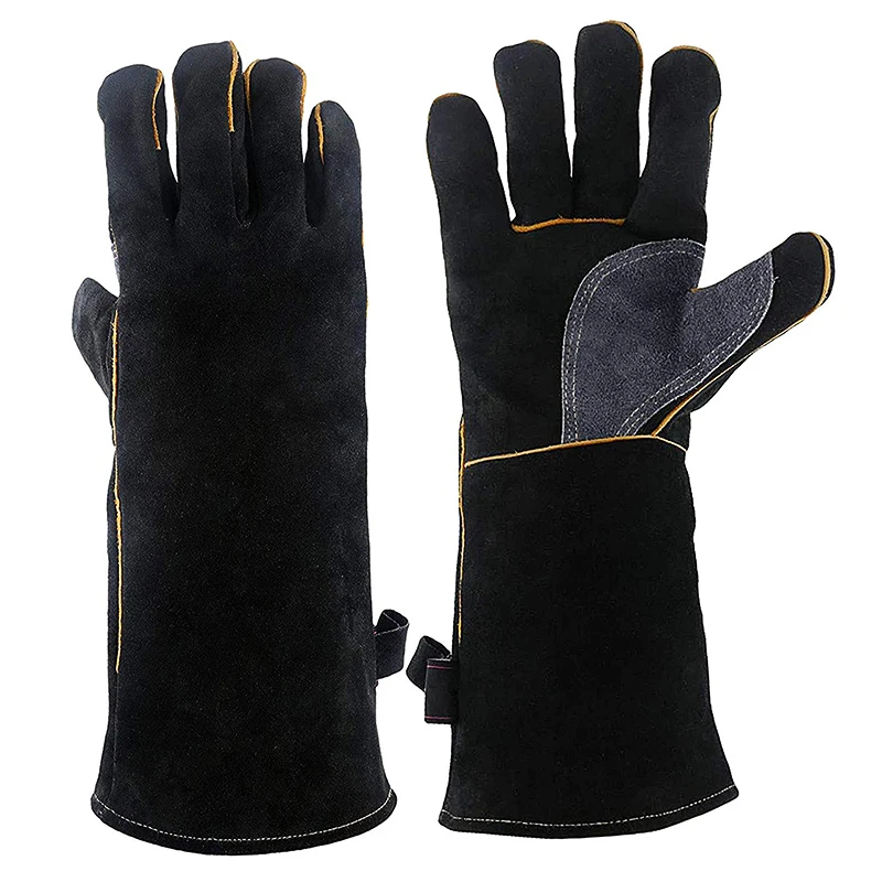 Cow Split Leather Fireproof Heat Resistant Gloves for Welding Cooking Baking Fireplace Animal Handling Welder Protective