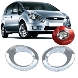 Roavia Front Bumper Fog Light Cover For Ford S-MAX C-MAX 07-09 Fog lamp Cover Cap Electroplating modification bright strip