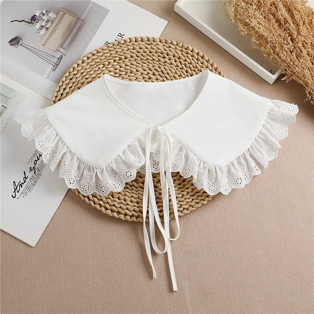 

Multifunctional Sunscreen Detachable Doll Fake Collar Shawl Lapel Mesh Embroidery Floral Lace False Collar Clothes Accessory