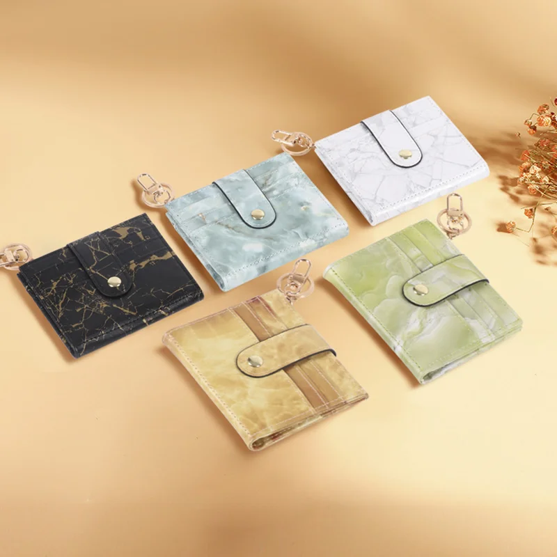 5-Colour Women Mini Credit Card Holders PU Leather Marble Pattern Short Cion Purse Female Ladies Fashion Ultra-Thin Wallets