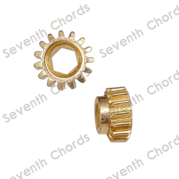 12 Pcs Gear Ratio 1:15 Hex Hole Gear for Guitar Tuners Tuning Pegs Key Machine Head Replacement / Brass and iron for choose