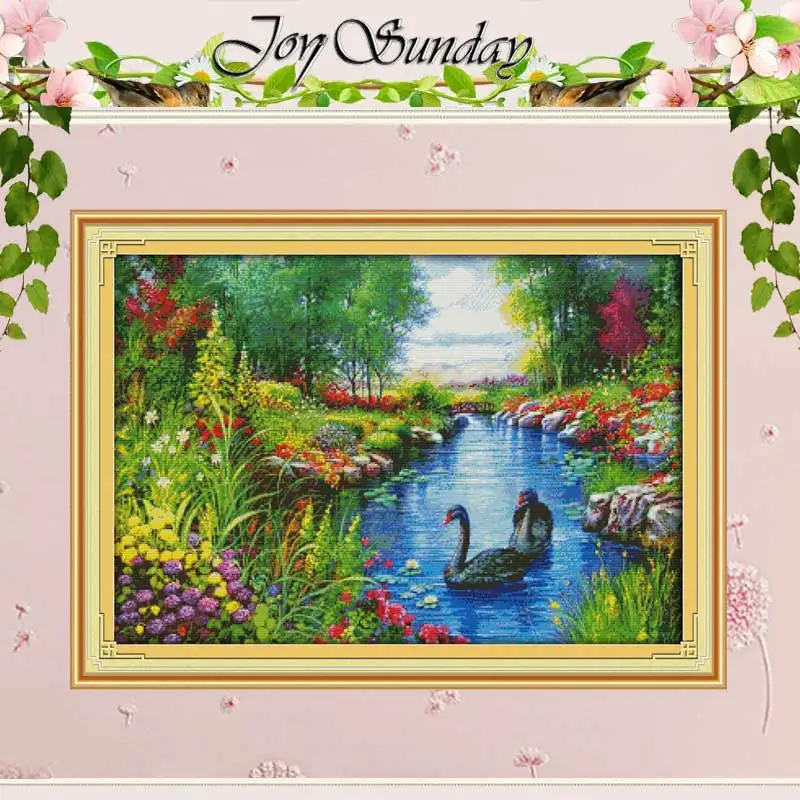 The Peaceful Landscape Patterns Counted Cross Stitch Set DIY 11CT 14CT 16CT Stamped DMC Cross-stitch Kit Embroidery Needlework