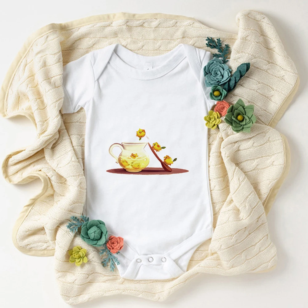 Funny Creative Biscuit Print Toddler Boys Bodysuit Fashion Trend Newborn Girl Clothes 2023 Novelty Summer Casual Infant Onesies