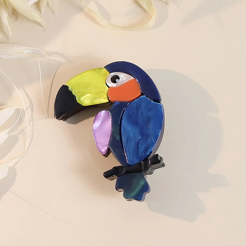 Mix Color Acrylic Parrot Birds Brooches Big Size Women Kid Animal Badge Brooch Gifts Sweater Accessory Lapel Pins Custom Jewelry