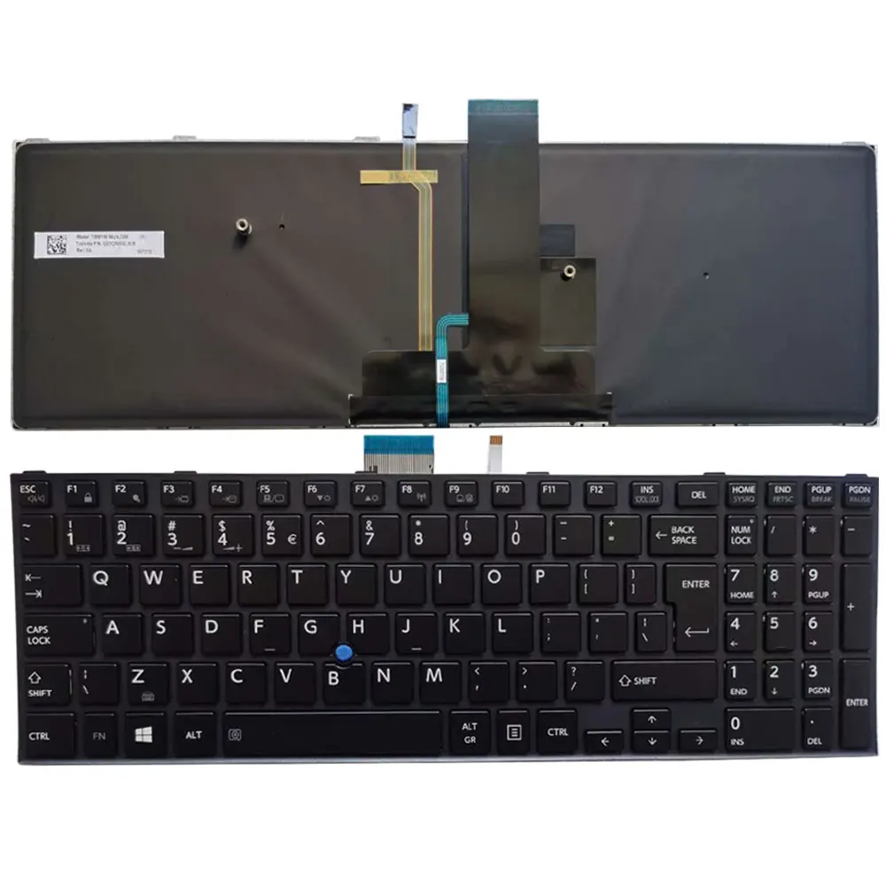 New US laptop keyboard for Toshiba Pro r50-c Tecra a50-c with frame and backlit+trackpoint