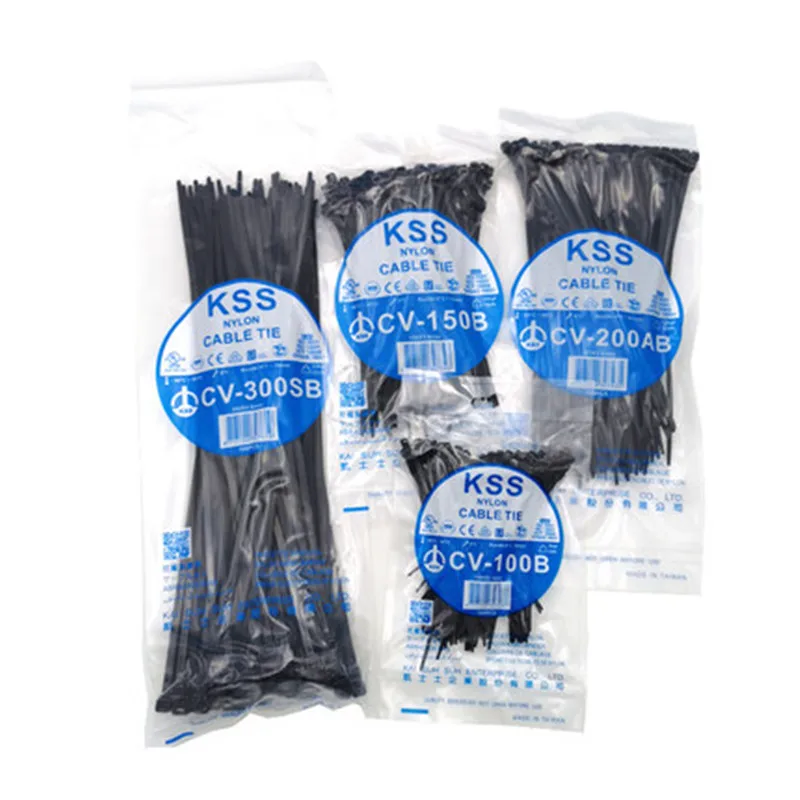 Self-locking Plastic Nylon Tie 1000 PCS Black Cable Tie Fastening Ring 4X200 Cable Tie Zip Wraps Strap  Nylon Cable Tie Set