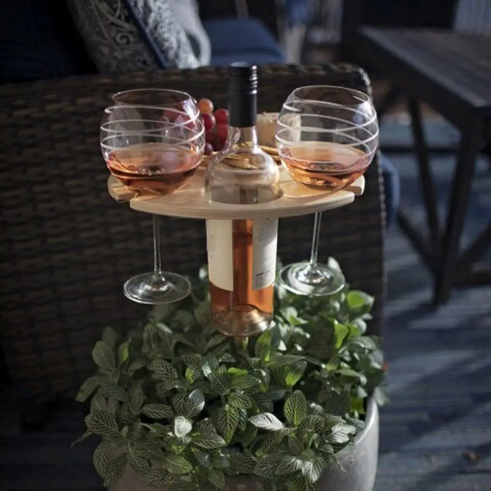 Outdoor Wine Table Portable Picnic Table Camping Lawn Grassy Glades Wine Glass Rack Collapsible Table Party Wine Holders Support