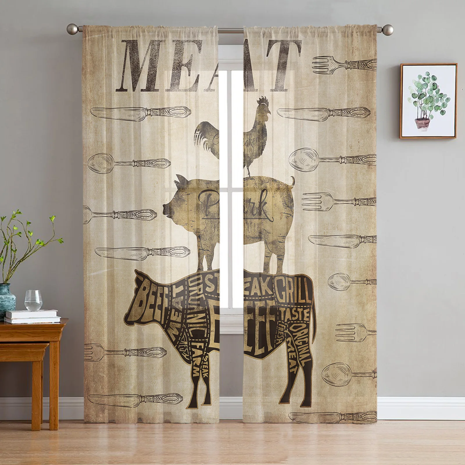 

Тема фермы корова курица столовая посуда Тюль занавеска вуаль прозрачная тюль для спальни гостиной кухни прозрачная оконная занавеска s