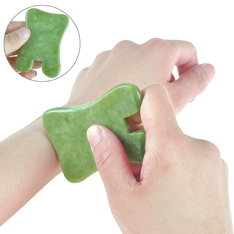 

1pcs Natural Green Jade Guasha Board Massage Tool SPA Acupuncture Scraper Stone Facial Anti-wrinkle Treatment Body Health Care