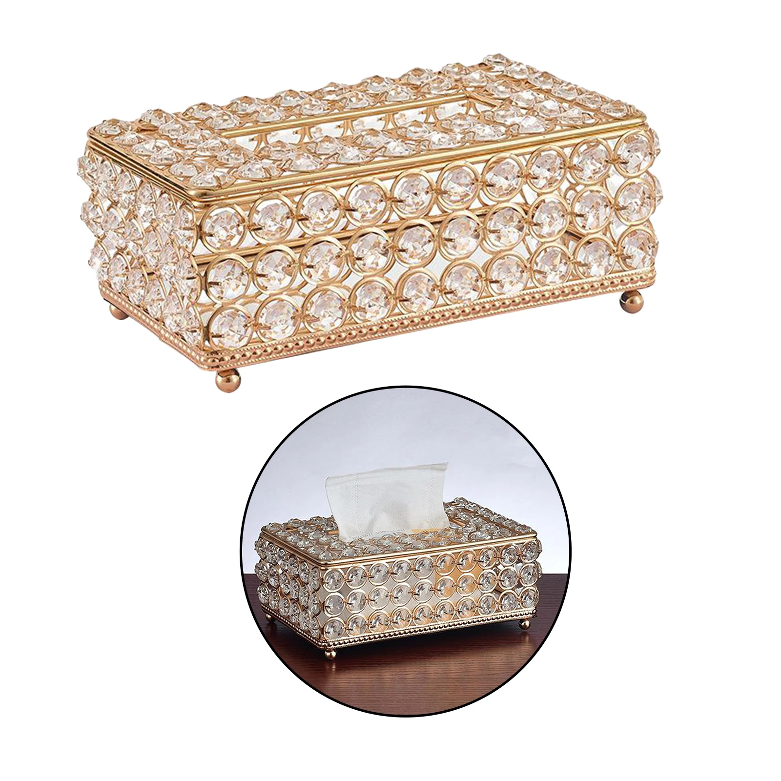 Shiny Tissue Box Elegant Napkin Holder for Living Room Bathroom Office Bar