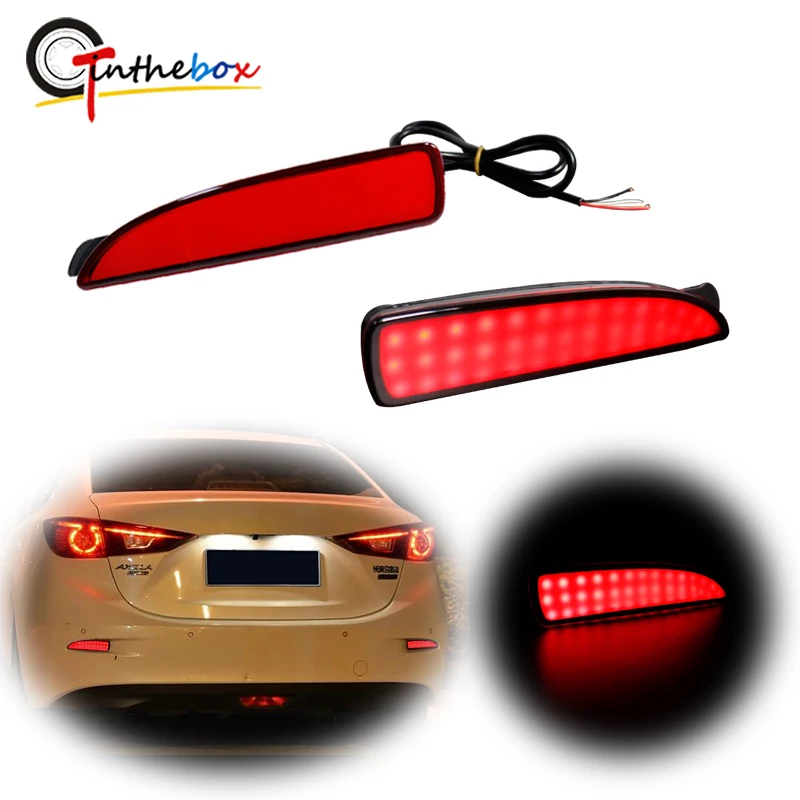 

Red LED Rear Bumper Reflector / Side Marker Lights For Mazda 3 Sedan Function as Tail Brake & Rear Fog Light, Turn Signal Lamp