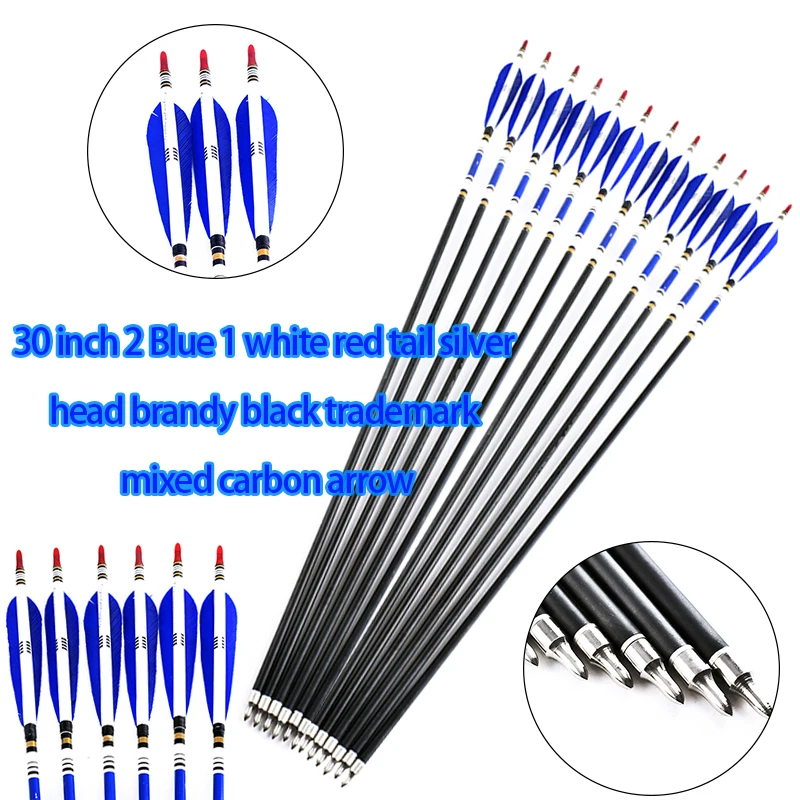 Hot Mix Carbon Arrow Turkish True Feather spine500 Arrow Stickers  OD7.6mm,id6.2mm 30 Inch,Arrows for Hunting Shooting 12pcs